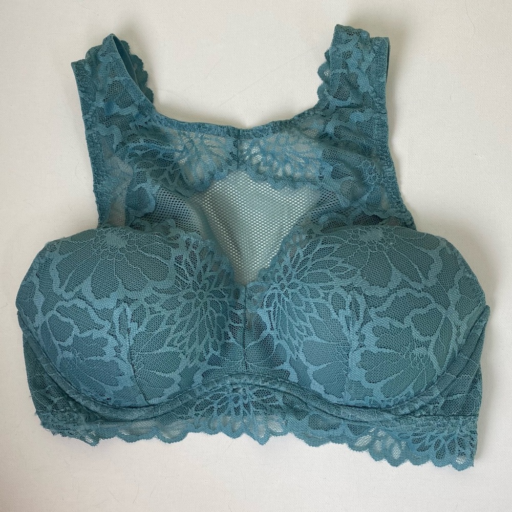 VICTORIA’S SECRET Pink racerback lace bra in Seafoam Green